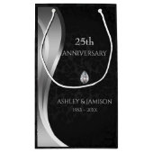 ブラックダマスクと銀の渦巻き スモールペーパーバッグ (裏面)