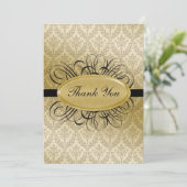 ブラックダマスクのウェディングカサンキューード 招待状 (スタンド正面)