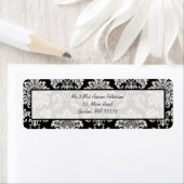 ブラックダマスクのカスタマイズ可能住所 シール (インサイチュ)