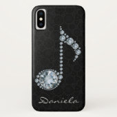 ブラックダマスクのホワイトダイヤモンド Case-Mate iPhoneケース (裏面)