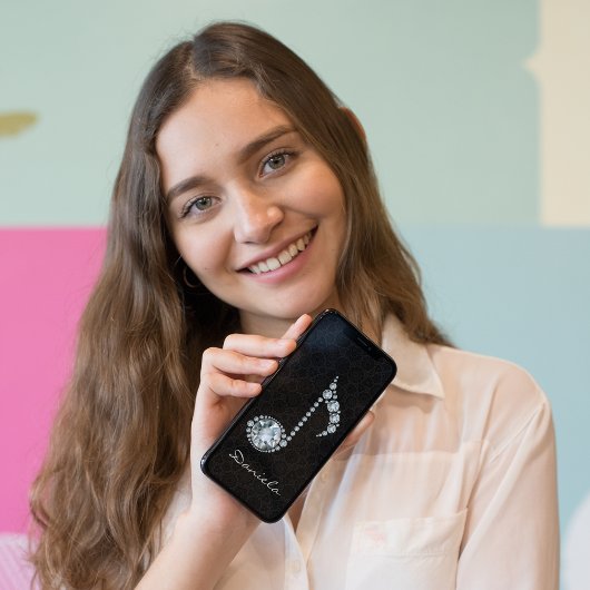 ブラックダマスクのホワイトダイヤモンド Case-Mate iPhoneケース