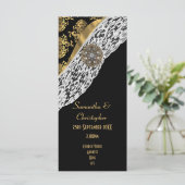 ブラックダマスクのホワイトレース教会の結婚式プログラム プログラム (スタンド正面)