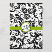 ブラックダマスクの渦巻きアップルグリーン結婚式メニュー メニュー (裏面)