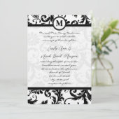 ブラックダマスクの渦巻きドット結婚式招待状 招待状 (スタンド正面)