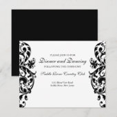 ブラックダマスクの結婚式招待状 受付カード 招待状 (正面/裏面)