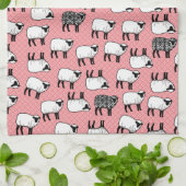 ブラックダマスクの羊 キッチンタオル (折り畳み)