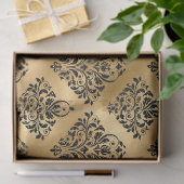 ブラックダマスクの金ゴールドデコページ 薄葉紙 (ギフト)