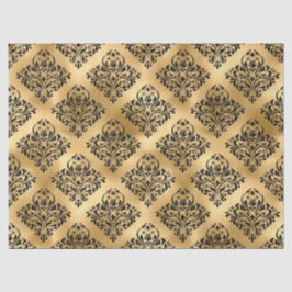 ブラックダマスクの金ゴールドデコページ 薄葉紙