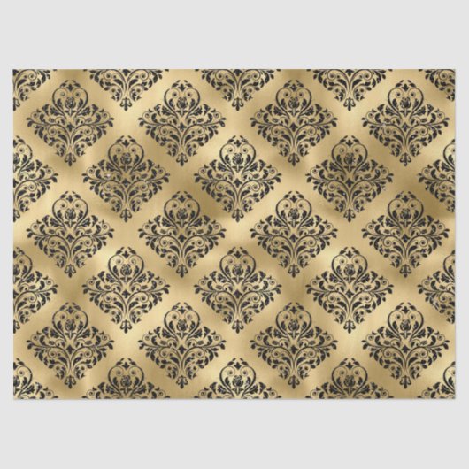 ブラックダマスクの金ゴールドデコページ 薄葉紙 (正面)