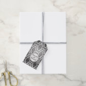 ブラックダマスクの銀グレー結婚の感謝を ギフトタグ (より糸付き)