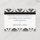 ブラックダマスクイエローウェディングレセプションカード エンクロージャーカード (裏面)