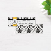 ブラックダマスクイエロー結婚式の引き出物ラベル (デスク)