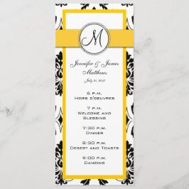 ブラックダマスクイエロー結婚式メニューカーズ 招待状
