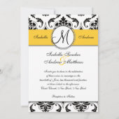 ブラックダマスクイエロー結婚式招待状 招待状 (裏面)