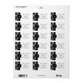 ブラックダマスクイニシャルウェディングRSVP住所 シール (フルシート)