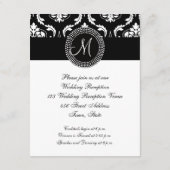 ブラックダマスクイニシャル結婚式招待状カード エンクロージャーカード (裏面)