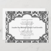 ブラックダマスクウェディング招待状ズモノグラムM 招待状 (正面/裏面)