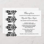 ブラックダマスクエッジホワイト卒業発表 招待状 (正面/裏面)