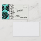 ブラックダマスクエレガンスオンアクアブルー 名刺 (正面/裏面)