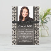 ブラックダマスクオンシルバーエクセシションパーティー招待状 招待状 (スタンド正面)