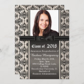 ブラックダマスクオンシルバーエクセシションパーティー招待状 招待状 (正面/裏面)