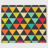 ブラックダマスクカラフル三角形ストライプ水玉模様 ラッピングペーパー (フラット)