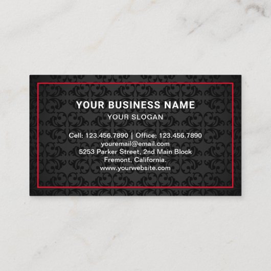 ブラックダマスクカー牽引サービス牽引トラック 名刺 (裏面)