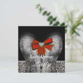 ブラックダマスクコルセットレッドヒョウバチェロレッテ 招待状 (スタンド正面)