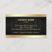 ブラックダマスクゴールドフォイルイエスキリスト十字牧師 名刺 (裏面)