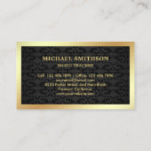 ブラックダマスクゴールドフォイルクラリネット音楽先生 名刺 (裏面)