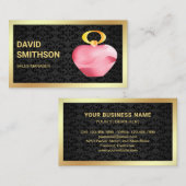 ブラックダマスクゴールドフォイルピンク香料ボトル 名刺 (正面/裏面)