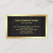 ブラックダマスクゴールドフォイルフォト実在エステートエージェント 名刺 (裏面)