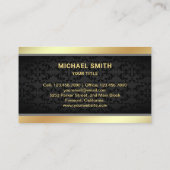 ブラックダマスクゴールドフォイルホームロゴ実在エステートエージェント 名刺 (裏面)