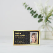 ブラックダマスクゴールドフォイル実在エステート不動産仲介業者写真 名刺 (スタンド正面)