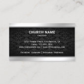 ブラックダマスクシルバーフォイルイエスキリスト十字架 名刺 (裏面)