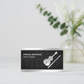 ブラックダマスクシルバーヴァイオリン音楽先生バイオリニスト 名刺 (スタンド正面)