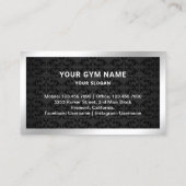 ブラックダマスクシルバー フィットネスパーソナルトレーナー写真 名刺 (裏面)