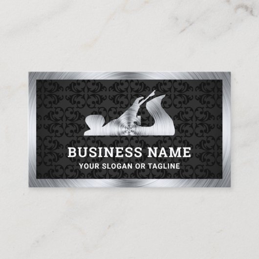 ブラックダマスクスチールハンド飛行機ハンドマン大工 名刺 (正面)