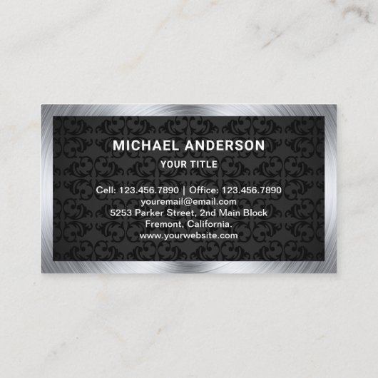 ブラックダマスクスチールモーターバイクバイク整備士 名刺 (裏面)