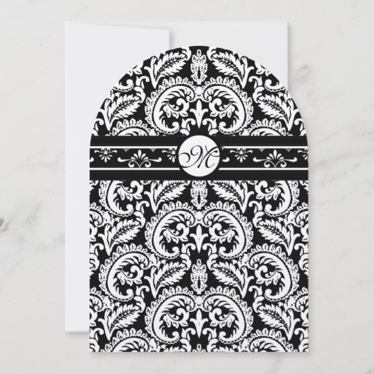 ブラックダマスクスワーズスクエア結婚式招待状 招待状 (裏面)