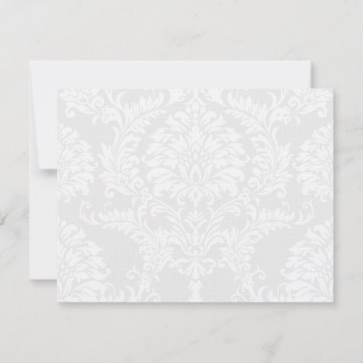 ブラックダマスクスワーズレッドトリム結婚式招待状 サンキューカード (裏面)