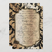 ブラックダマスクスワーズ結婚式招待状 招待状 (正面/裏面)