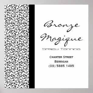 ブラックダマスクタンニングサロンビジネスポスター ポスター