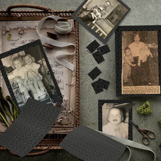 ブラックダマスクダーククラフトスクラップブック紙