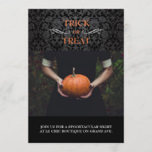 ブラックダマスクハロウィーンフォトカード