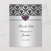 ブラックダマスクパープルジュエルハートシルバー Save The Da 案内ポストカード (正面)