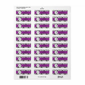 ブラックダマスクパープルモノグラム差出人住所 ラベル (フルシート)