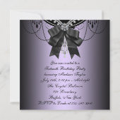 ブラックダマスクパープルSweet sixteenパーティー 招待状 (裏面)