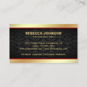 ブラックダマスクフェイクゴールドフォイルレッドクラウン 名刺 (裏面)