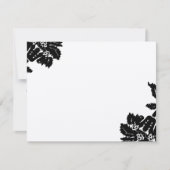 ブラックダマスクフラワーウェディングRSVP 出欠カード (正面)